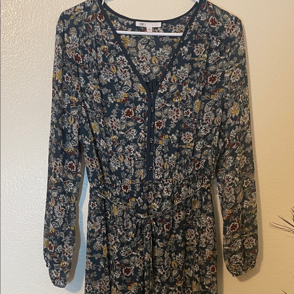 DR2 Floral Midi Dress - Blue, Red, Yellow cottagecore dress